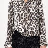 Monari Satin Leopard Print Blouse 809583